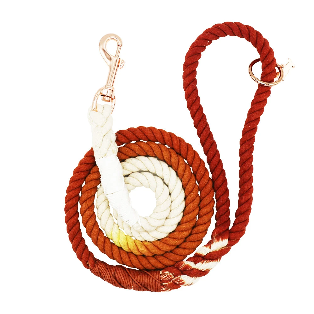 Dog Rope Leash - Ombre Orange 3 Dog Rope Leash - Ombre Orange
