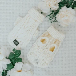 Dog Cable Knit Sweater - White