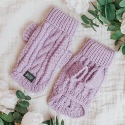 Dog Cable Knit Sweater - Lavender