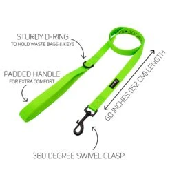 Dog Leash - Neon Green -Furfinity Cheap Shop green neon leash diagram