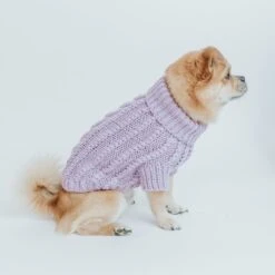 Dog Cable Knit Sweater - Lavender -Furfinity Cheap Shop purple cable knit l