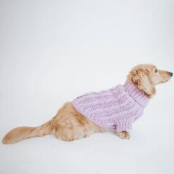 Dog Cable Knit Sweater - Lavender -Furfinity Cheap Shop purple cable knit m 2