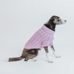Dog Cable Knit Sweater - Lavender -Furfinity Cheap Shop purple cable knit xxl 2