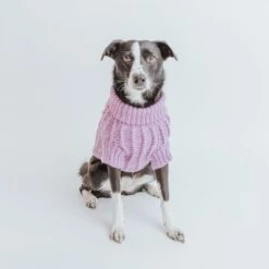 Dog Cable Knit Sweater - Lavender -Furfinity Cheap Shop purple cable knit xxl