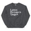Lattes, Sweaters, Dogs Sweatshirt -Furfinity Cheap Shop unisex crew neck sweatshirt dark heather front 63220415e6f8f